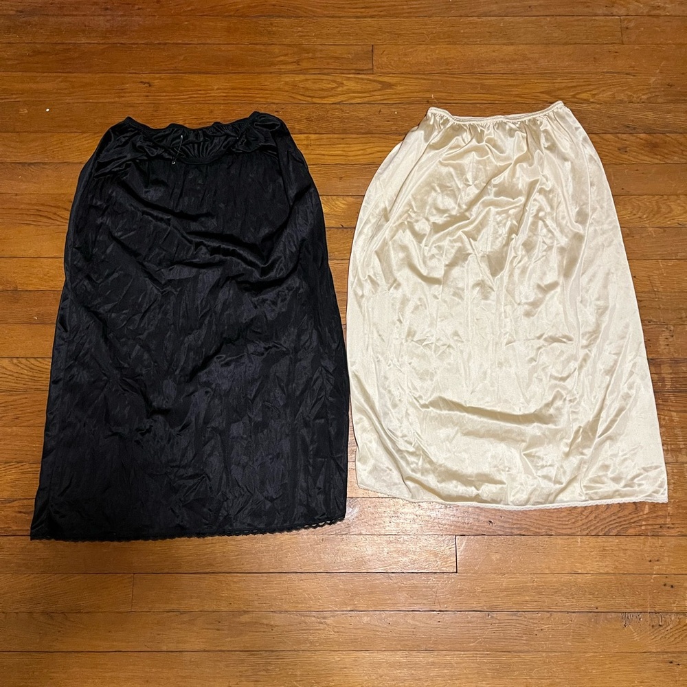 Elegant Black and Cream vintage slips with side slit bundle